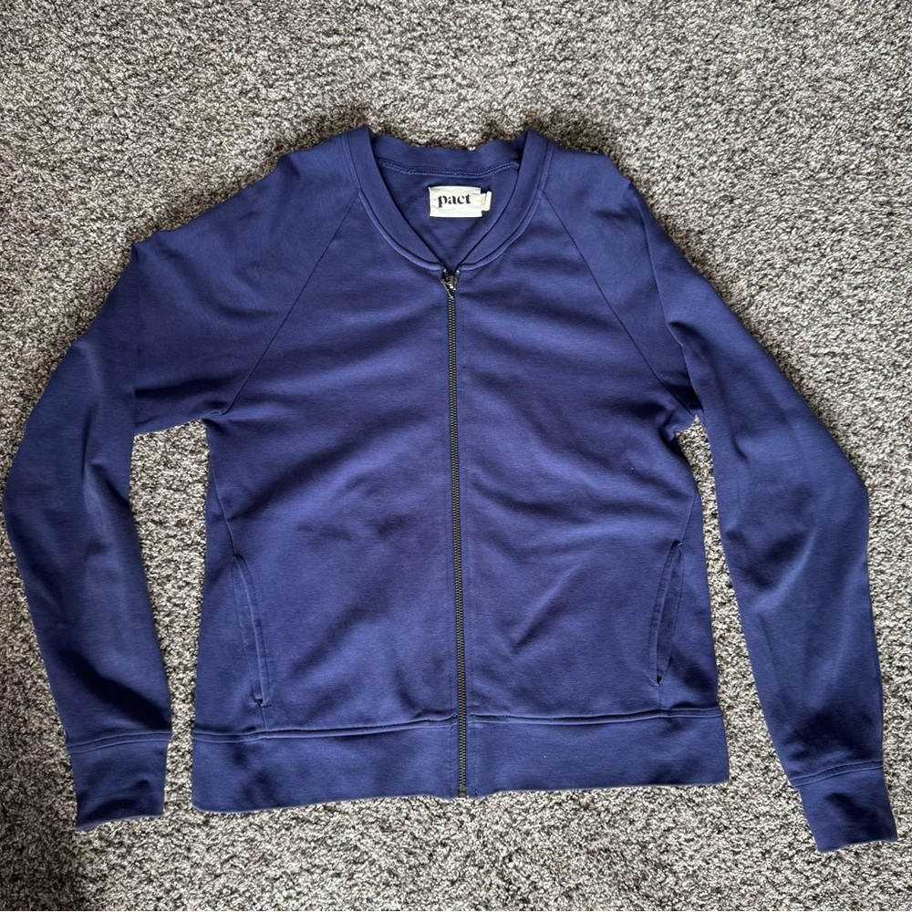 Pact organic cotton zip up jacket shell sweatshirt